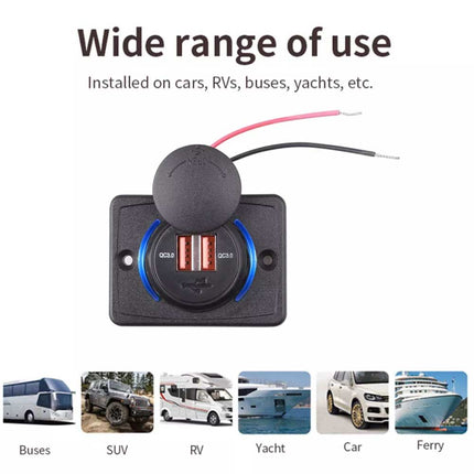 Dual QC3.0 USB Car Fast Charger 3.1A 12/24V Socket Panel for Caravan RV