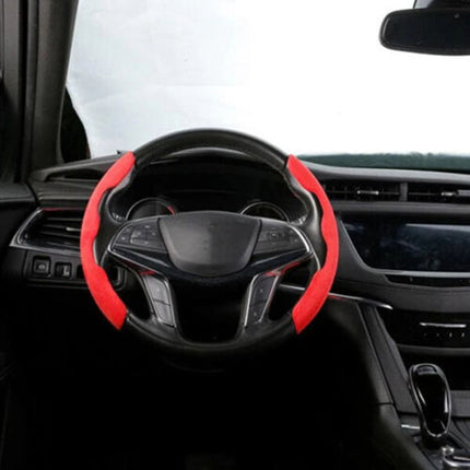 Fluffy Plush Red Steering Wheel Cover, Universal Anti-Slip & Warm Grip for Comfortable Driving