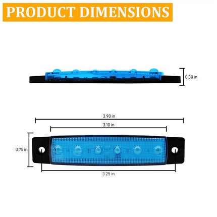 10Pcs Waterproof Blue 6-LED Marine Deck Courtesy Lights for Boat Stern and Transom