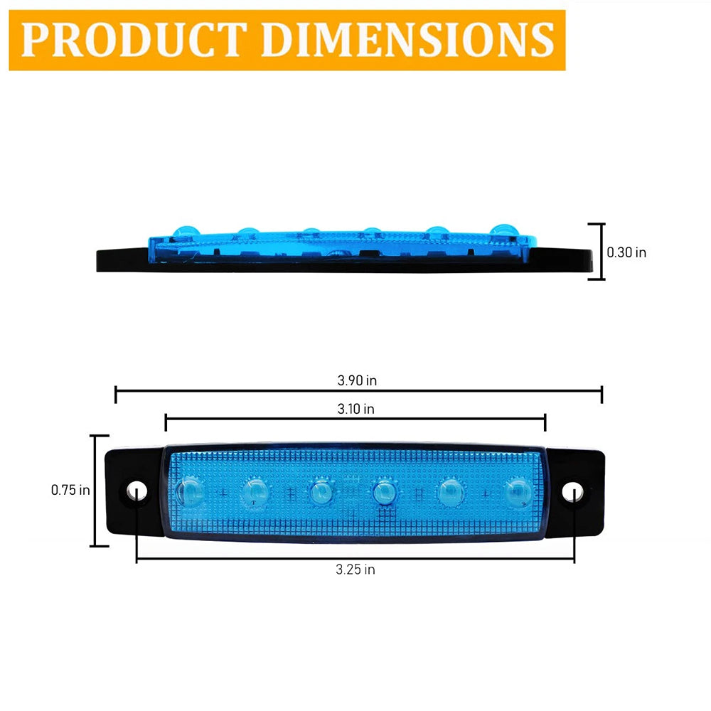 10Pcs Waterproof Blue 6-LED Marine Deck Courtesy Lights for Boat Stern and Transom