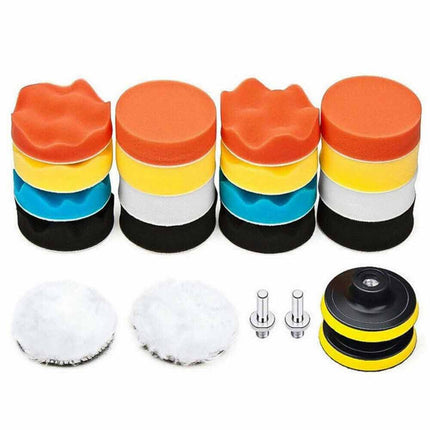 22Pcs Car Polishing Pads Kit - 5 Inch Buffing & Waxing Pads Set with Backing Plate for Drill/Polisher