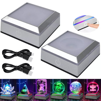 Square/Round 3D LED Light Base Stand for Crystal Art Glass Display