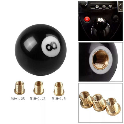8-Ball Pool Billiard Shift Knob with Brass Inserts - Universal Manual Gear Stick for Most Cars