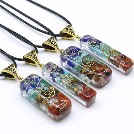 7 Chakra Healing Crystal Necklace Energy Pendant for Yoga Meditation