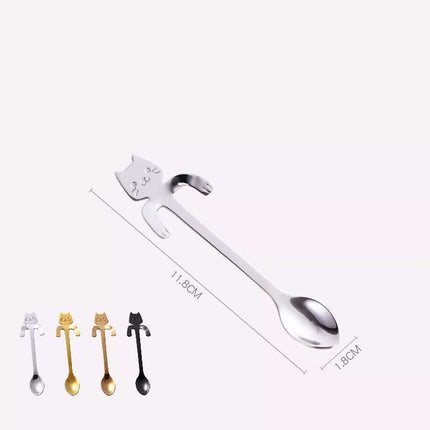 Cute Cat Spoon Stainless Steel Teaspoon for Tea, Ice Cream, Dessert - Cartoon Tableware