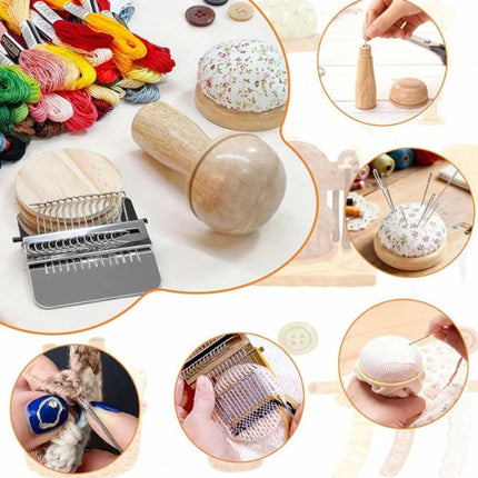 Mini Darning Loom Mushroom Knit Patch Kit for DIY Weaving Repair