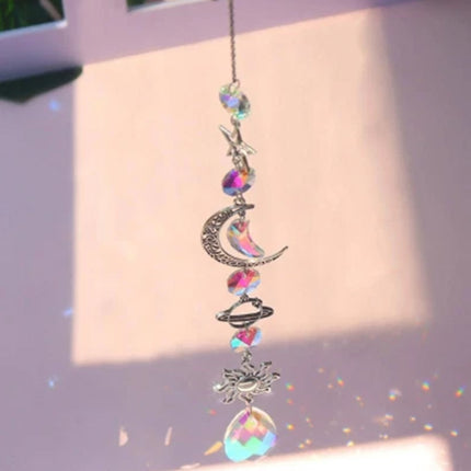 Moon & Star Crystal Wall Hanging Wind Chime for Modern Home Decor