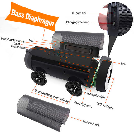 Portable Waterproof BT Subwoofer w/ TF Card, Radio & Flashlight