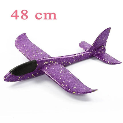 48CM Foam Glider Stunt Plane w/ Head Light, Hand Throw Outdoor Toy for Kids