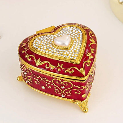 Vintage Alloy Jewellery Box Ring Necklace Storage Organiser Trinket Case Gift