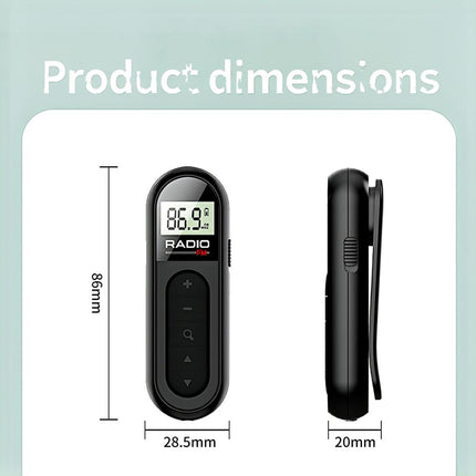 Mini FM Radio Portable Clip-On Rechargeable for Meeting Tour Guide Racing Sports