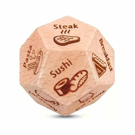 Food Decision Dice 12-Sided Wooden Takeaway Game for Date Night Ideas