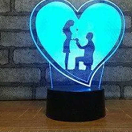 3D Acrylic LED Touch Night Light - 7 Colour Proposal Wedding Gift Lamp