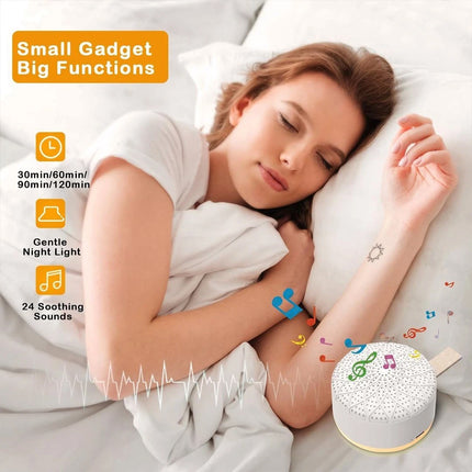 Portable White Noise Machine 24 Sounds with Night Light Timer Rechargeable White