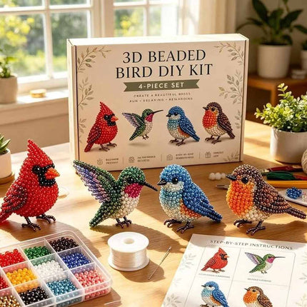 3D Beaded Animal DIY Kit Cute Bead Embroidery Handmade Craft Set