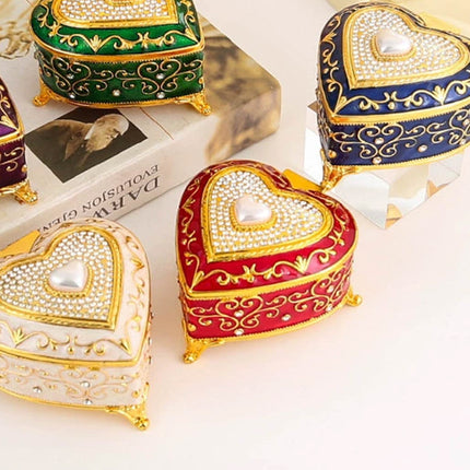 Vintage Alloy Jewellery Box Ring Necklace Storage Organiser Trinket Case Gift