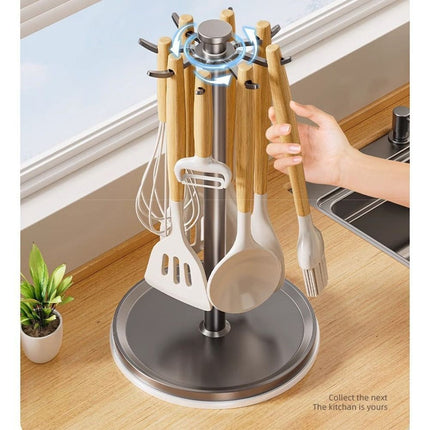 Rotatable Kitchen Tool Holder for Spoon, Spatula, Whisks