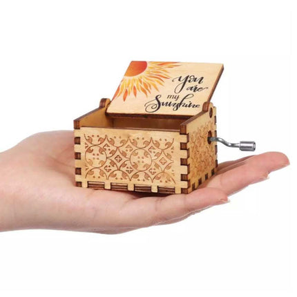 Hand-Cranked You Are My Sunshine Music Box – Black Engraved Musical Gift