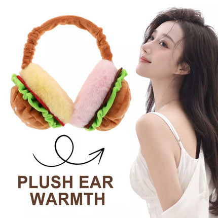 Funny Burger Ear Muffs & Hamburger Warmer Piggy Bank for Adults
