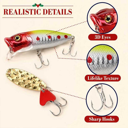 2026 Fishing Lure Advent Calendar 24-Day Christmas Tackle Gift for Men