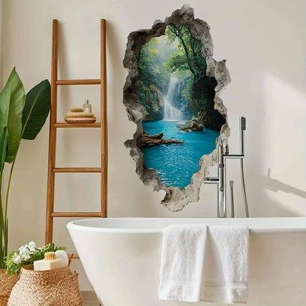 3D Waterfall Landscape Wall Sticker Scenic Decal for Bedroom Home Decor