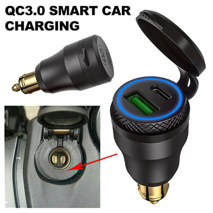 Motorcycle Dual USB Charger Hella DIN Type-C Plug Socket for BMW Ducati