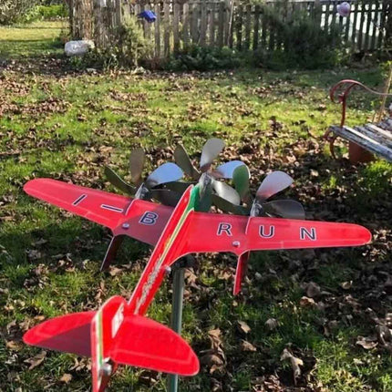 Compass Weather Vane Airplane Wind Spinner Garden Decor