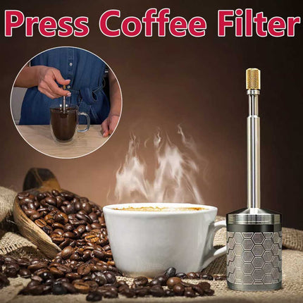 Portable Travel Coffee Maker with Reusable Filter - French Press Style