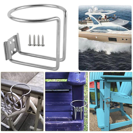 2-Pack Marine-Grade Stainless Steel Cup Holder | Universal Fit for Car, Boat, Yacht, Truck & RV