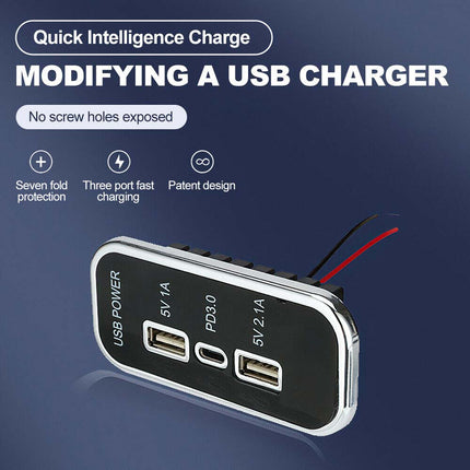 30W PD + QC 3.0 USB Car Charger, 12V/24V Fast Charging Adapter for Car/Truck, 36W Total Output