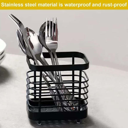 Stainless Steel Cutlery Holder, Kitchen Utensil Pot Drainer Caddy & Sink Tidy