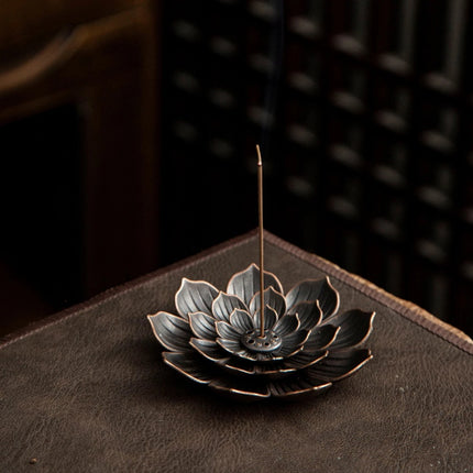 2X Blooming Lotus Incense Holder Ash Catcher for Sticks & Cones