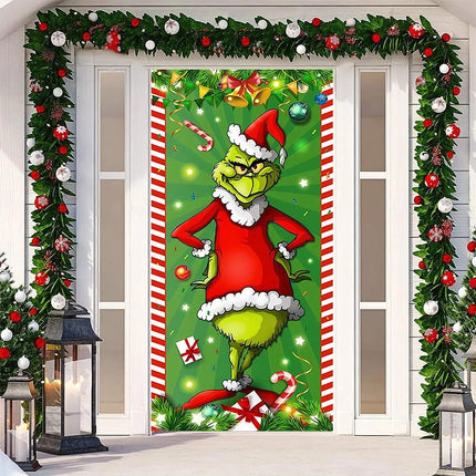 Grinch Christmas Porch Sign Door Banner Holiday Decoration