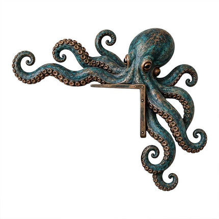 1Pair Cute Octopus Wooden Door Frame Statue Home Decor Sea Monster