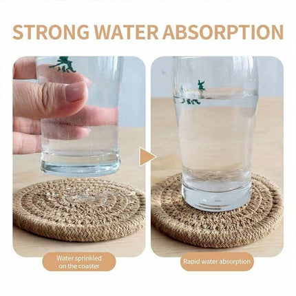 8Pcs Non-Woven Heat Resistant Non-Slip Cup Coasters Set with Iron Frame