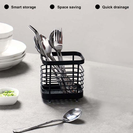 Stainless Steel Cutlery Holder, Kitchen Utensil Pot Drainer Caddy & Sink Tidy