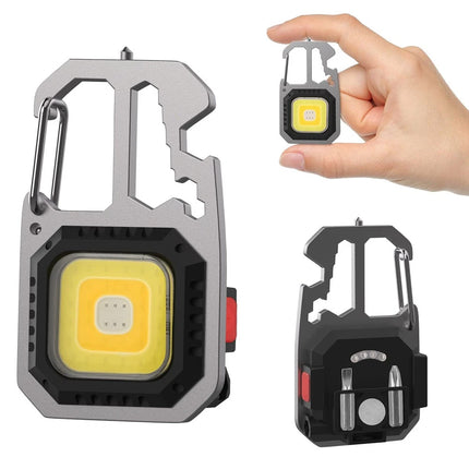 USB Rechargeable LED COB Work Light, Mini Magnetic Keychain Torch Lamp