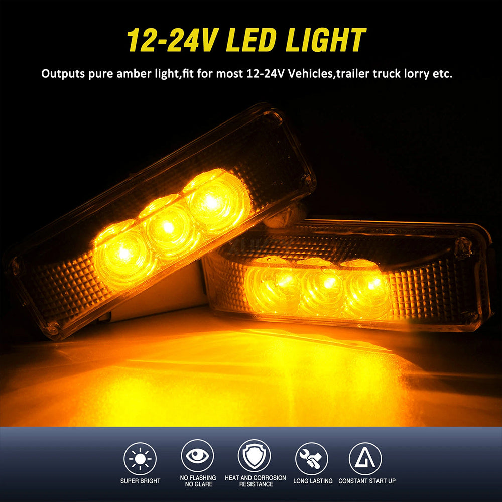 10X 12V-24V LED Clearance Marker Lights for Trucks, Trailers, Caravans, and Lorries