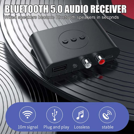 NFC Bluetooth 5.2 Wireless Receiver 3.5mm AUX to 2 RCA Stereo Audio Adapter