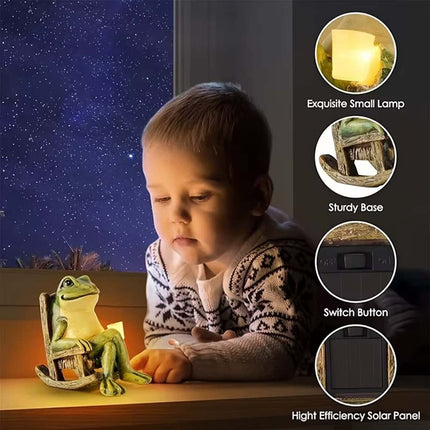 Solar Powered Mini Frog LED Garden Statue for Indoor & Outdoor Decor