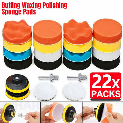 22Pcs Car Polishing Pads Kit - 5 Inch Buffing & Waxing Pads Set with Backing Plate for Drill/Polisher