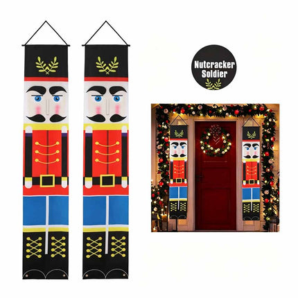 Christmas Nutcracker Soldier Banner Flag 180x30cm Wall Hanging Ornament