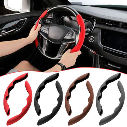 Fluffy Plush Red Steering Wheel Cover, Universal Anti-Slip & Warm Grip for Comfortable Driving