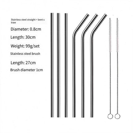 304SS Straw Set for 40oz Cup 3 Straight 3 Bent with 2 Brushes Boxed