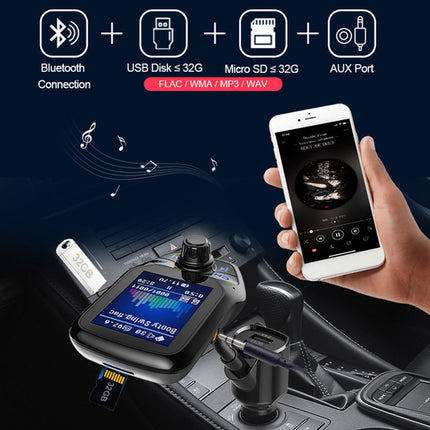 Bluetooth FM Transmitter for Car: Wireless MP3, Hands-Free Calling & Dual USB Charger (T43)
