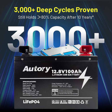 12.8V 100Ah LiFePO4 Battery with Metal Case & Mounting Bracket for RV, Marine & Off-Grid Applications