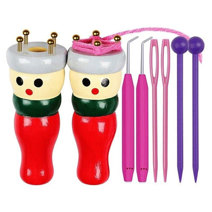 Wooden Spool Knitting Doll Set – French Knitting Tool Kit for Beginners
