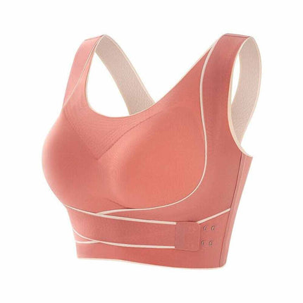 Women's Comfy Front Cross Seamless Corset Bra with Side Buckle Smooth Liner