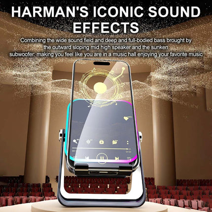 Mini 5-in-1 Wireless Induction Speaker & Phone Stand with Bluetooth