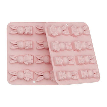 8 Grids Easter Bunny Molds - Non-Stick Baking Mold for Chocolate, Cake, Jelly - Food Grade Silicone Bakeware